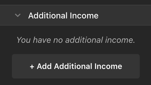 The income form before any income has been added.