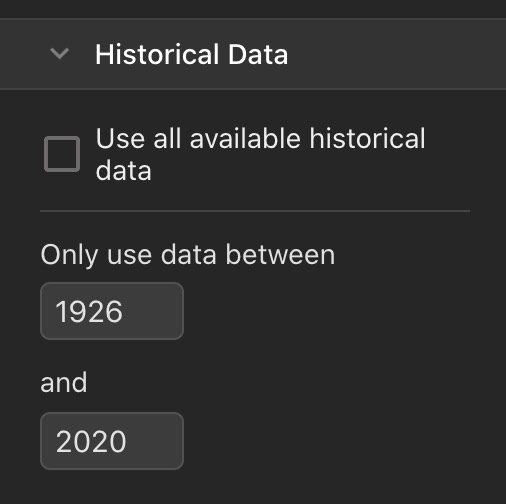 The historical data input form.