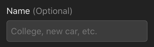 The input field for entering a name for an Extra Withdrawal.