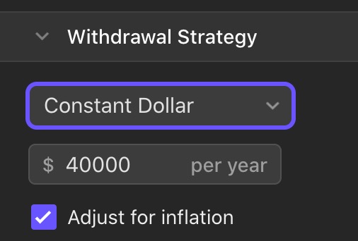 The dropdown used to change the selected withdrawal strategy.